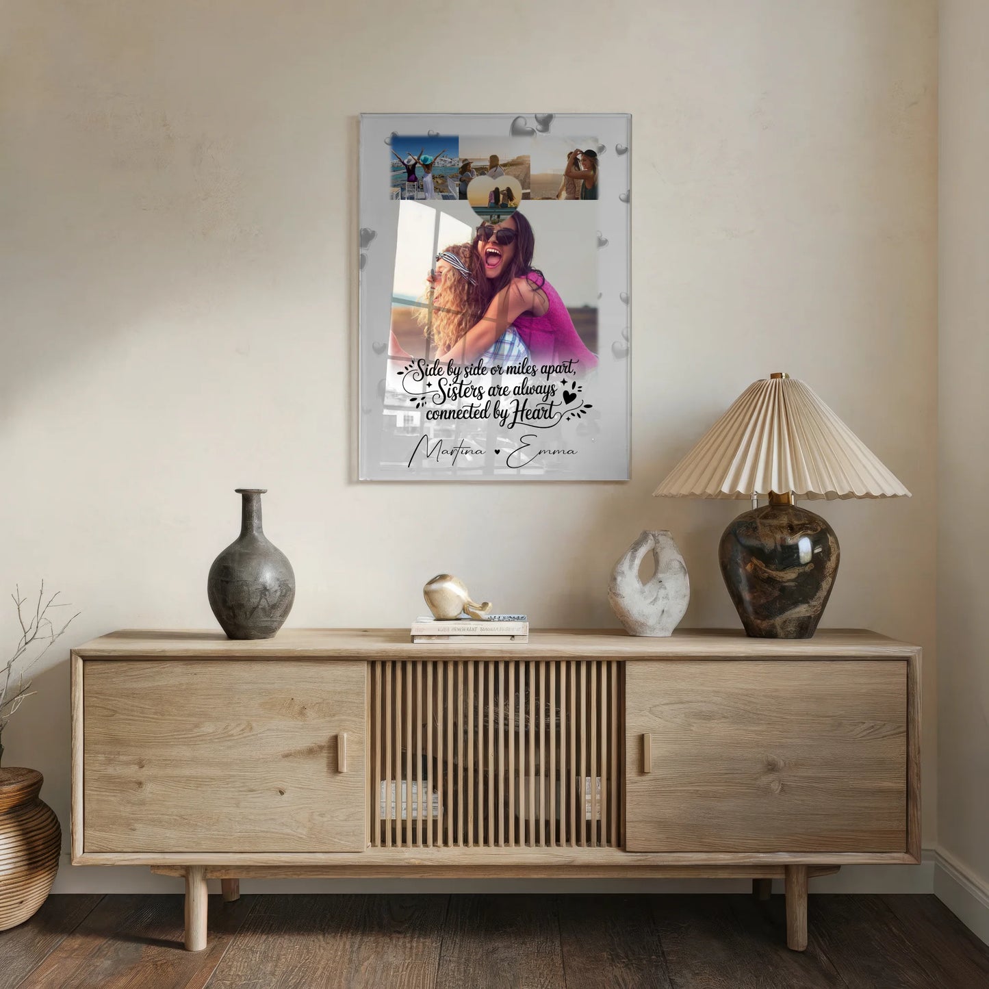 Personalisierte Foto Acrylglas 4 Fotos und 1 Kleines Herz Side by Side