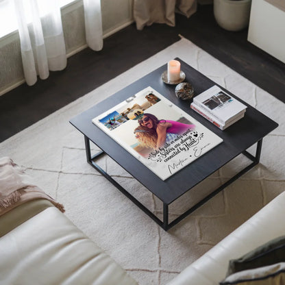 Personalisierte Fotoboard Magnet Wandbild mit 4 Fotos und Herz Side by Side 3