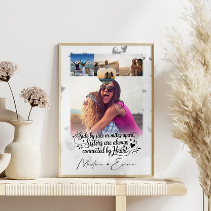 Schwester Poster Personalisiert 4 Fotos und Herz Foto Side by side