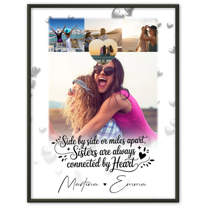 Schwester Poster Personalisiert 4 Fotos und Herz Foto Side by side
