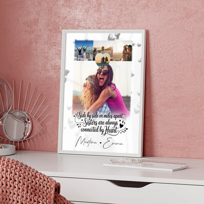 Schwester Poster Personalisiert 4 Fotos und Herz Foto Side by side