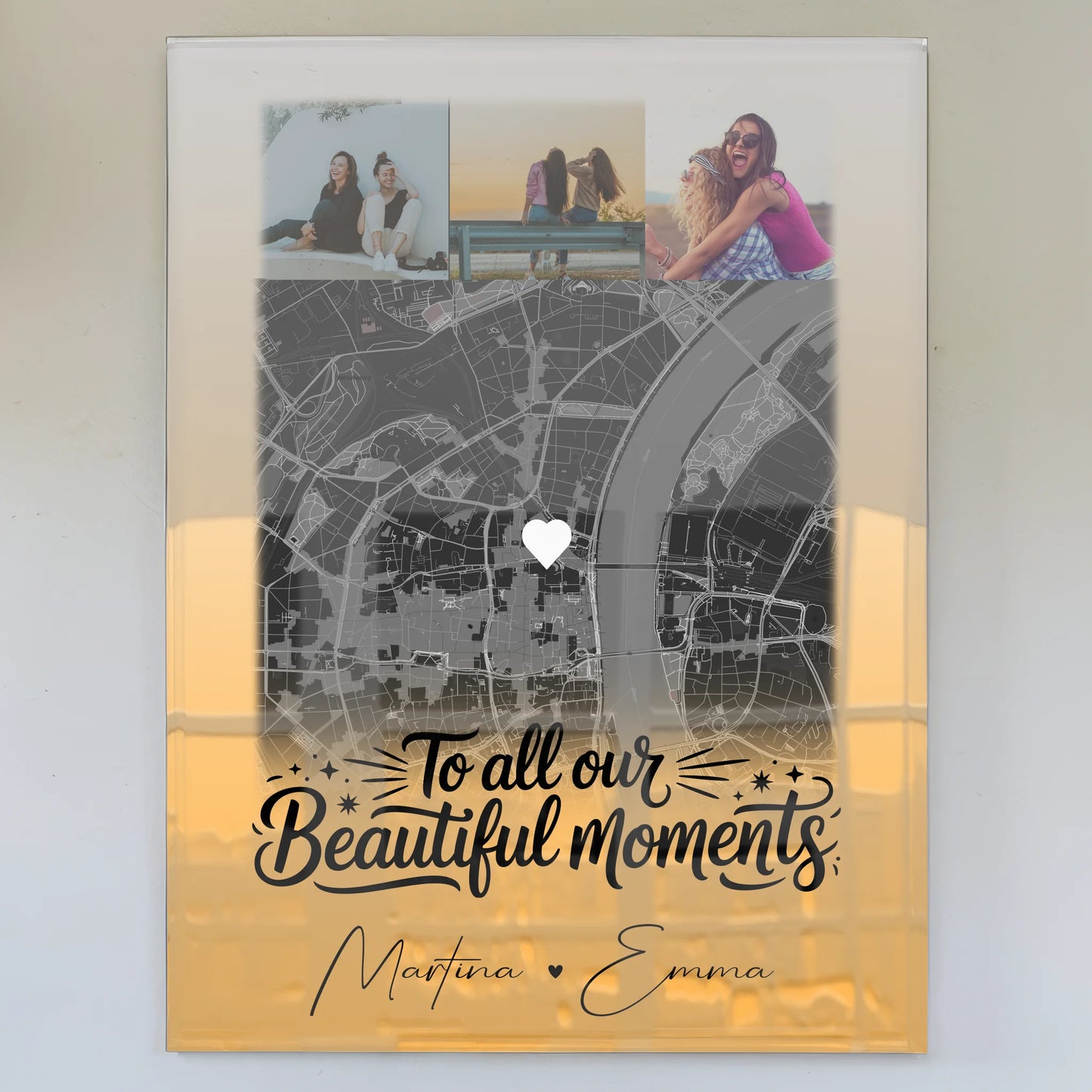 Personalisierte Acrylglas Mit Foto 4 Fotos und Karte Individuelles Geschenk