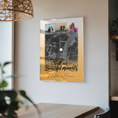 Personalisierte Acrylglas Mit Foto 4 Fotos und Karte Individuelles Geschenk