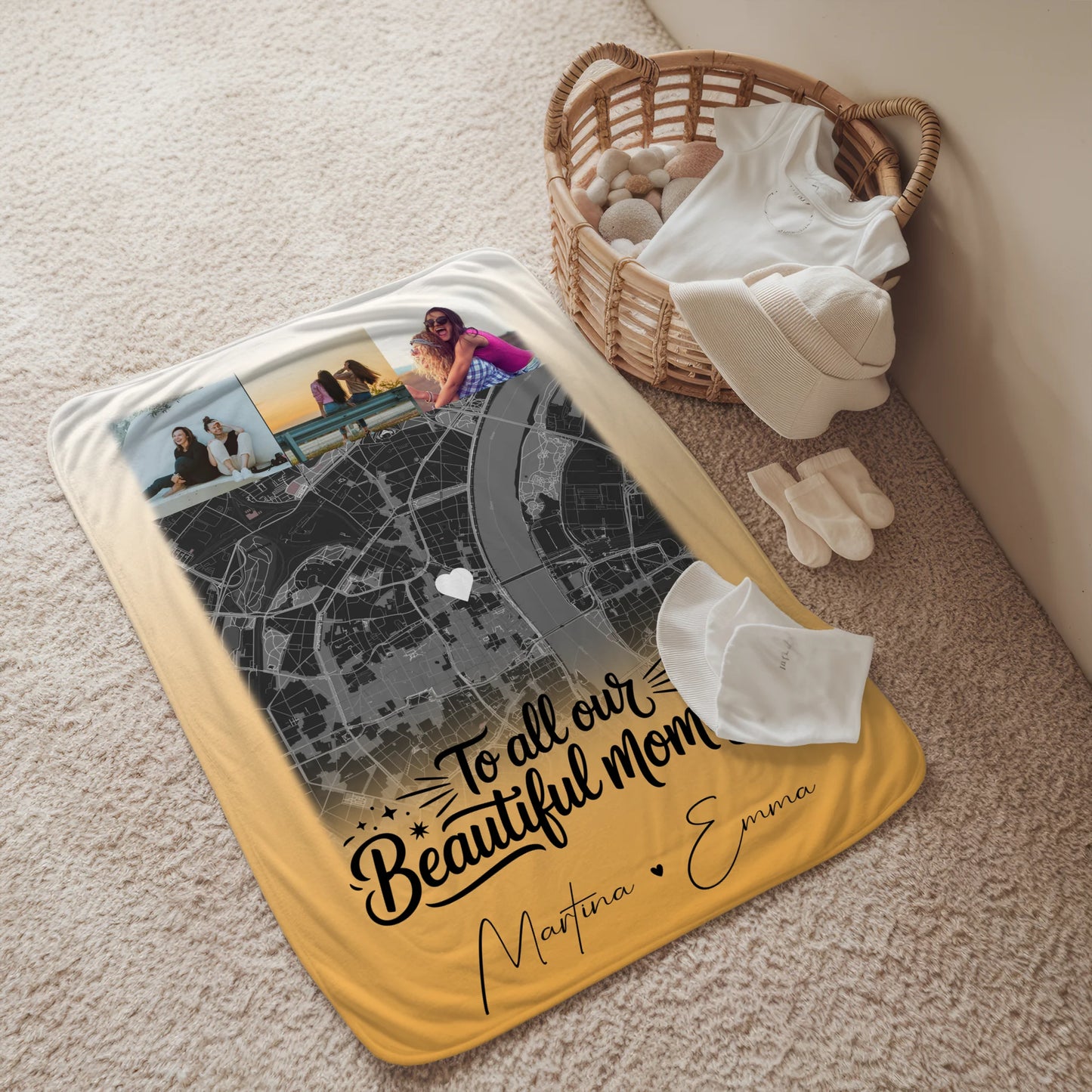 Personalisierte Kuscheldecke Mit Namen 4 Fotos und Karte Perfektes Geschenk für Jeden 2