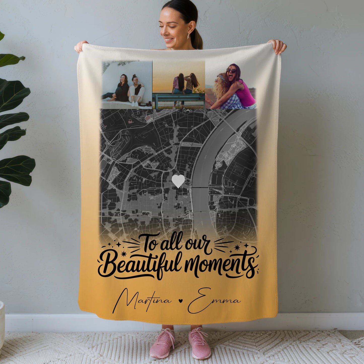 Personalisierte Kuscheldecke Mit Namen 4 Fotos und Karte Perfektes Geschenk für Jeden 1