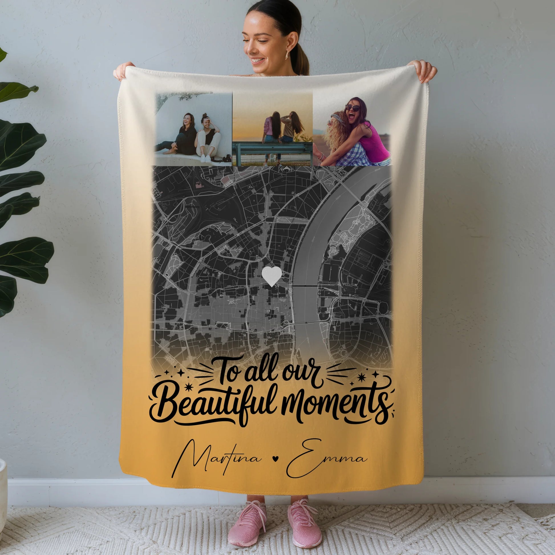 Personalisierte Kuscheldecke Mit Namen 4 Fotos und Karte Perfektes Geschenk für Jeden 1