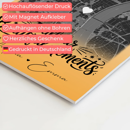 Personalisierbares Fotoboard Poster Magnetisch mit 4 Fotos und Karte für individuelle Geschenke