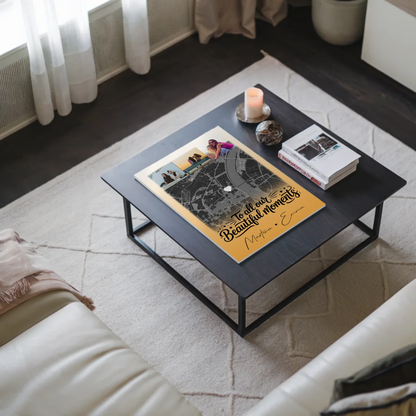 Personalisierbares Fotoboard Poster Magnetisch mit 4 Fotos und Karte für individuelle Geschenke