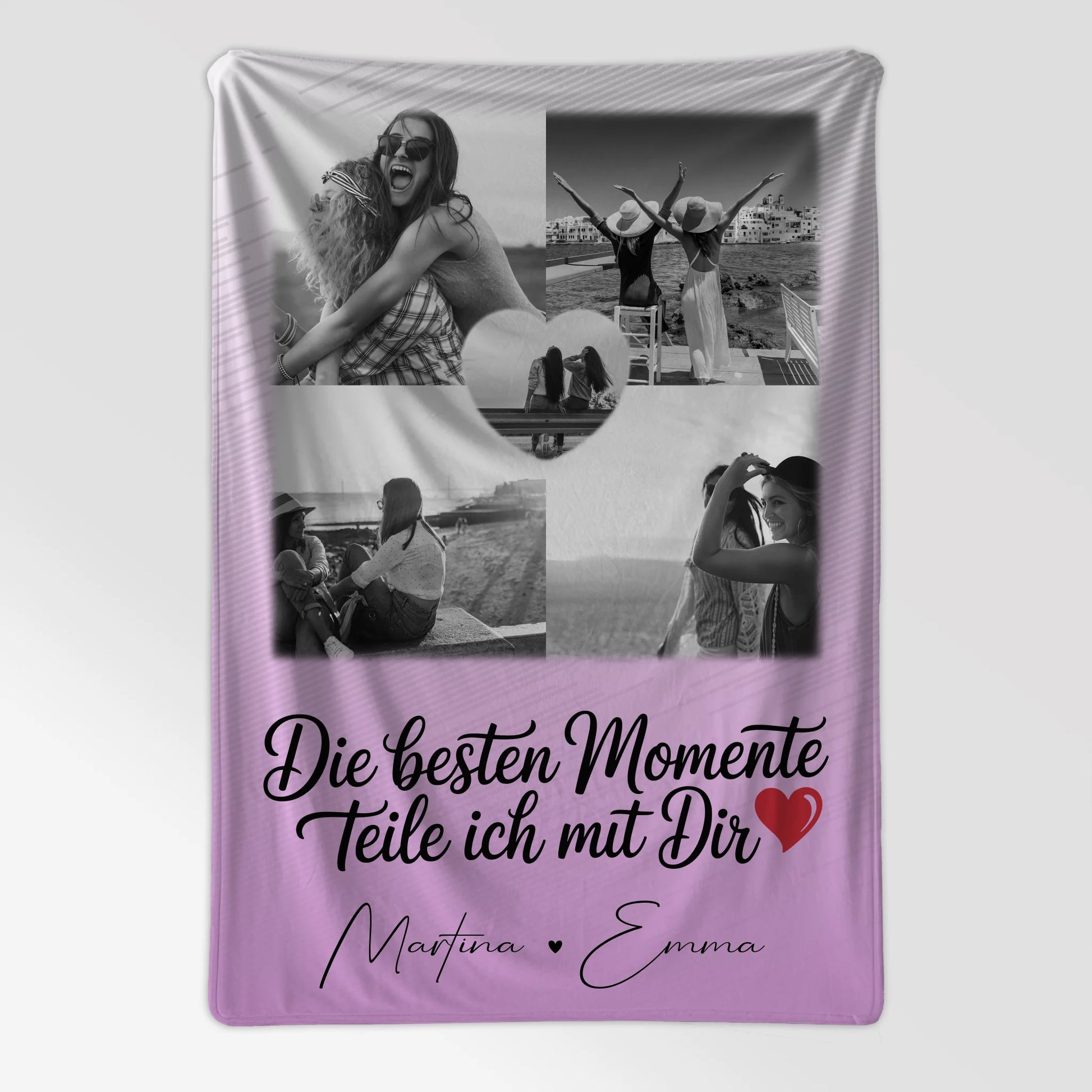 Kuscheldecke Mit Namen 4 Fotos und 1 Herz Foto Die besten Momente personalisiertes Geschenk 7