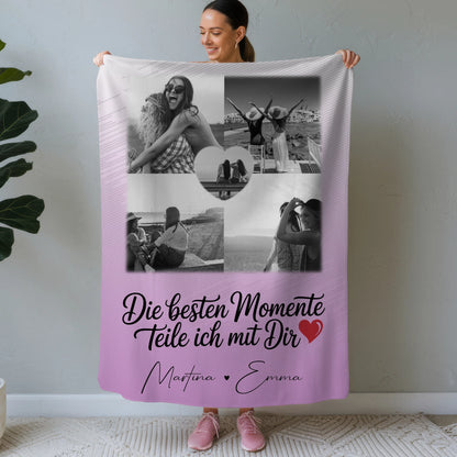 Kuscheldecke Mit Namen 4 Fotos und 1 Herz Foto Die besten Momente personalisiertes Geschenk 1