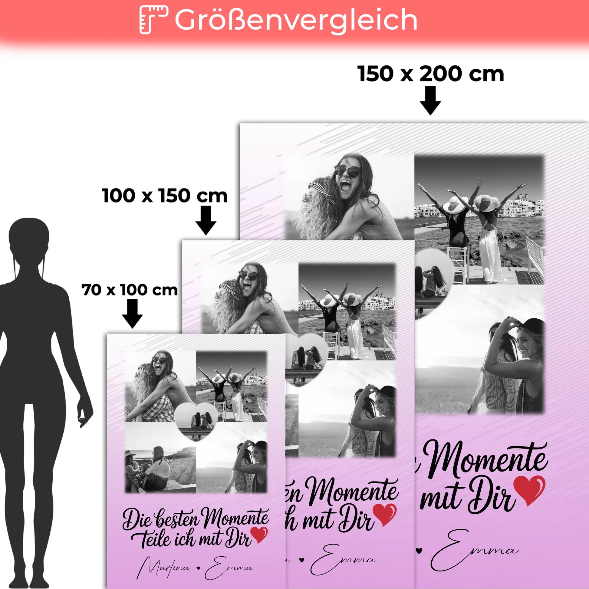 Kuscheldecke Mit Namen 4 Fotos und 1 Herz Foto Die besten Momente personalisiertes Geschenk 5