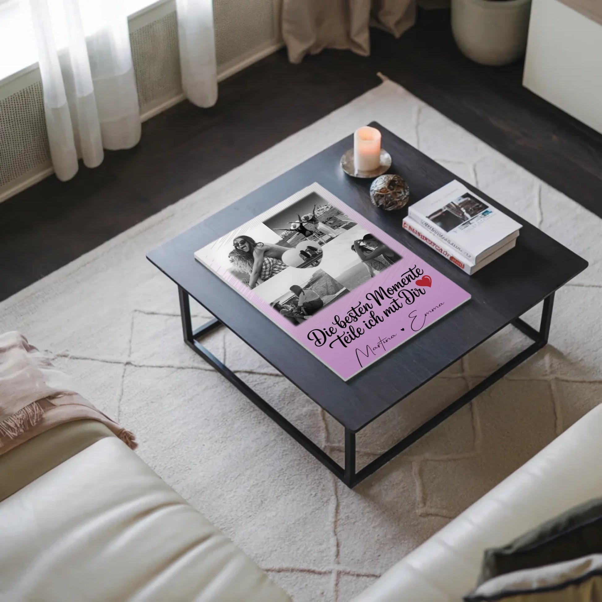 Personalisiertes Fotoboard Magnet Wandbild mit 4 Fotos und 1 Herz Foto Die besten Momente 3