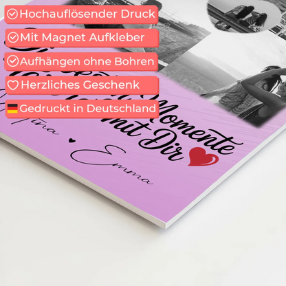 Personalisiertes Fotoboard Magnet Wandbild mit 4 Fotos und 1 Herz Foto Die besten Momente 4