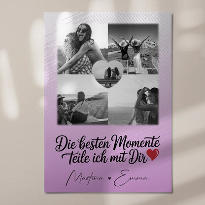 Personalisiertes Fotoboard Magnet Wandbild mit 4 Fotos und 1 Herz Foto Die besten Momente 7