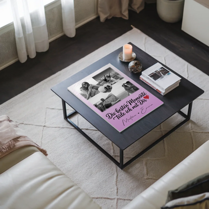 Personalisiertes Fotoboard Magnet Wandbild mit 4 Fotos und 1 Herz Foto Die besten Momente