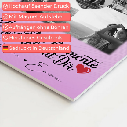 Personalisiertes Fotoboard Magnet Wandbild mit 4 Fotos und 1 Herz Foto Die besten Momente