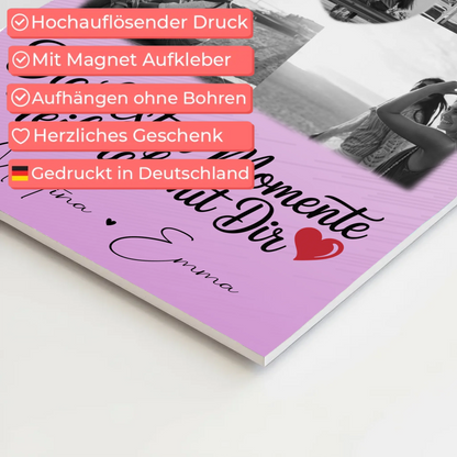 Personalisiertes Fotoboard Magnet Wandbild mit 4 Fotos und 1 Herz Foto Die besten Momente