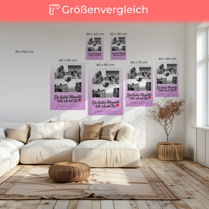 Personalisierte Schwester Leinwand mit 4 Fotos und 1 Herz Foto Die besten Momente