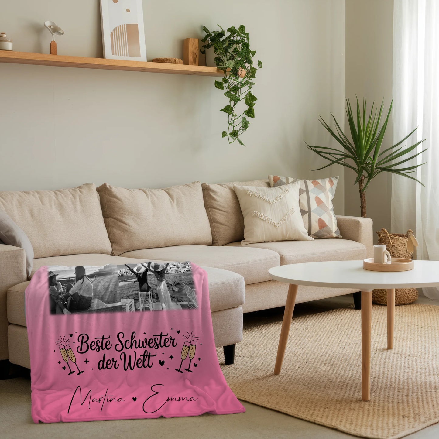 Kuscheldecke Mit Namen 3 Fotos und Herz Foto Karte Beste Schwester der Welt personalisiertes Geschenk 4