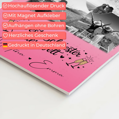 Magnetposter Fotoboard mit 3 Fotos und Herz Foto Karte für die beste Schwester der Welt 4