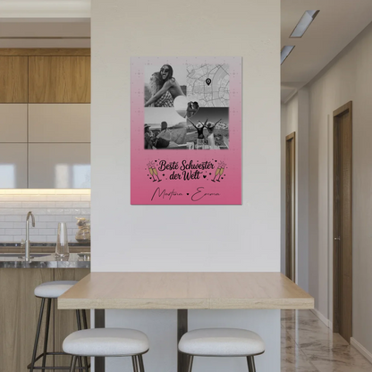Magnetposter Fotoboard mit 3 Fotos und Herz Foto Karte für die beste Schwester der Welt 8