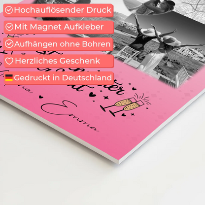 Magnetposter Fotoboard mit 3 Fotos und Herz Foto Karte für die beste Schwester der Welt