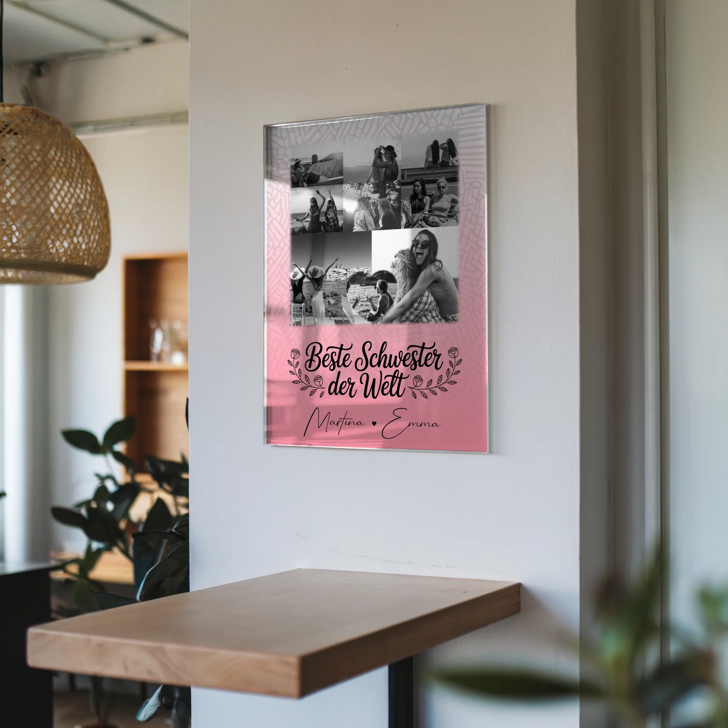 Personalisierte Acrylglas Mit Foto mit 8 Fotos und 1 Herz Foto für die Beste Schwester der Welt