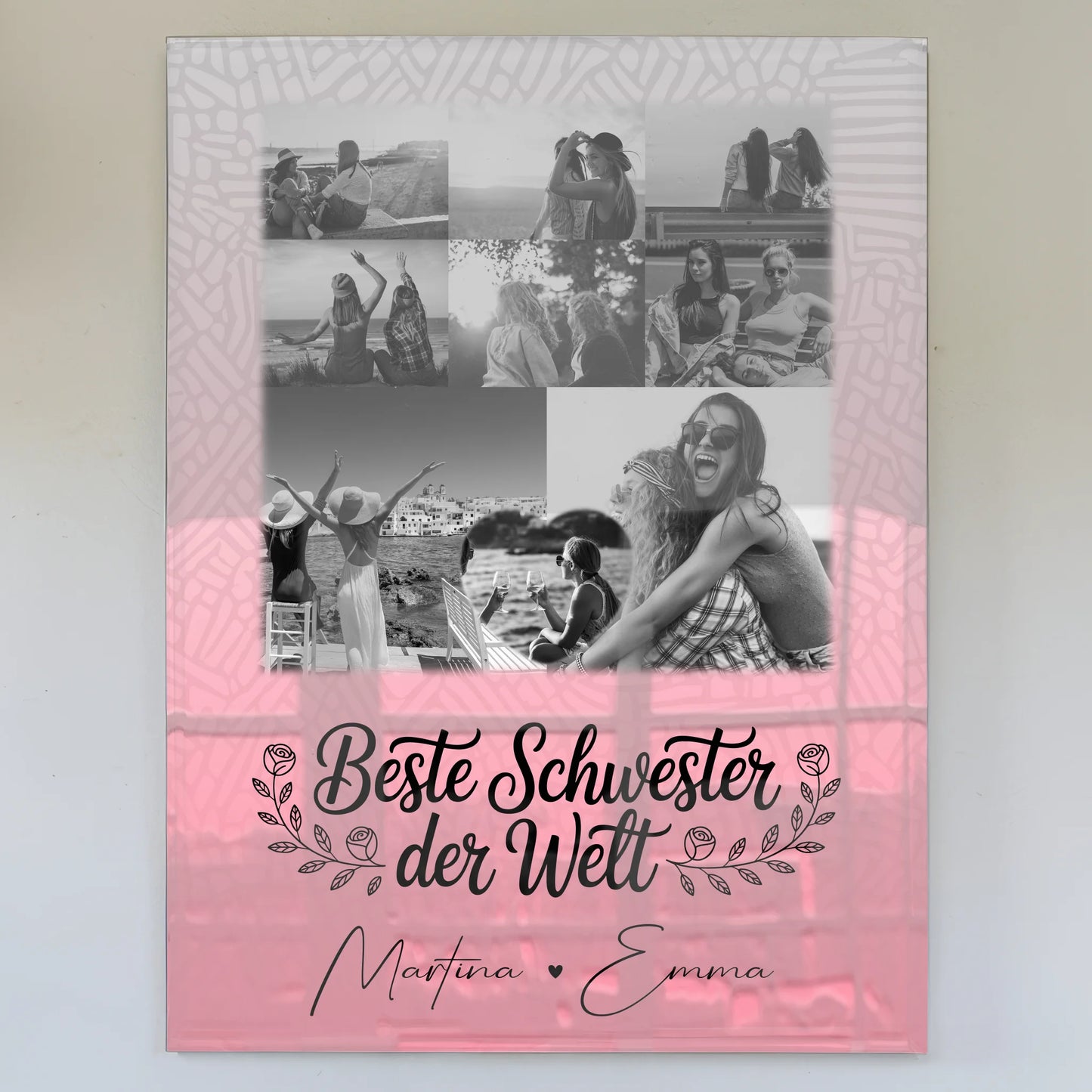 Personalisierte Acrylglas Mit Foto mit 8 Fotos und 1 Herz Foto für die Beste Schwester der Welt