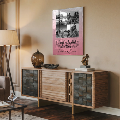 Personalisierte Acrylglas Mit Foto mit 8 Fotos und 1 Herz Foto für die Beste Schwester der Welt