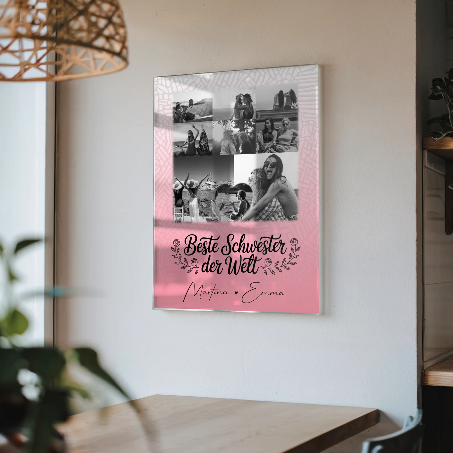 Personalisierte Acrylglas Mit Foto mit 8 Fotos und 1 Herz Foto für die Beste Schwester der Welt