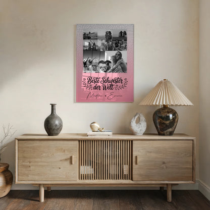 Personalisierte Acrylglas Mit Foto mit 8 Fotos und 1 Herz Foto für die Beste Schwester der Welt