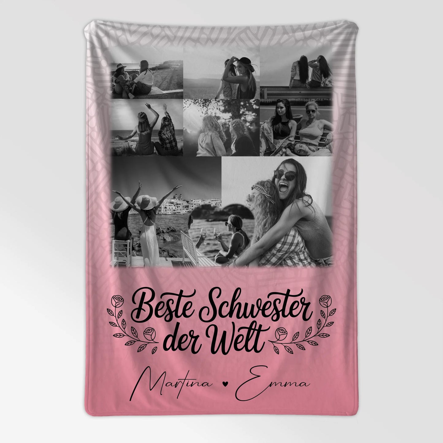 Personalisierte Kuscheldecke Mit Namen Und Motiv mit 8 Fotos und Herz Foto für Beste Schwester der Welt 7