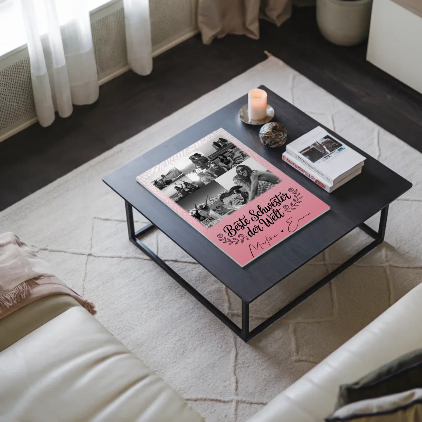 Magnetposter Fotoboard mit 8 Fotos und 1 Herz Foto Beste Schwester der Welt personalisiertes Geschenk 3