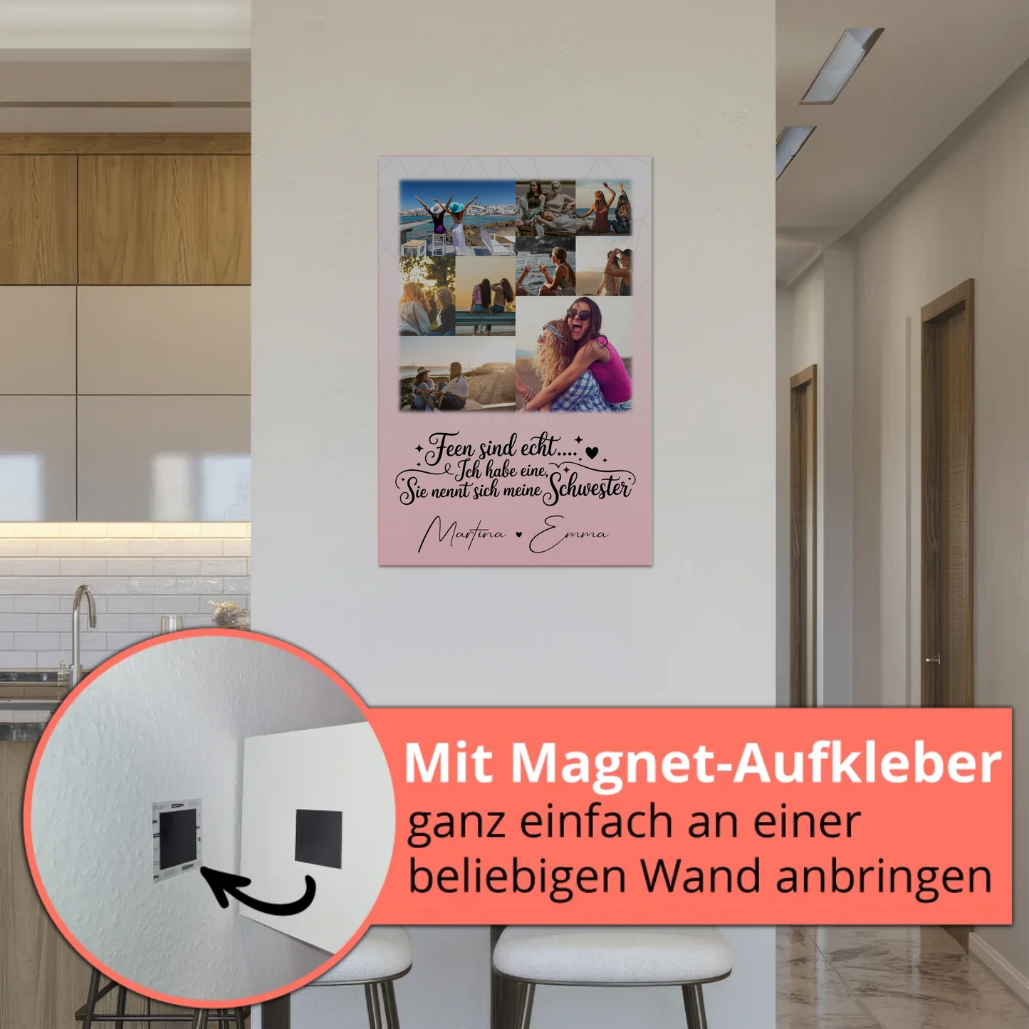 Personalisiertes Fotoboard Poster Magnetisch mit 9 Fotos Feen sind echt Geschenk 5