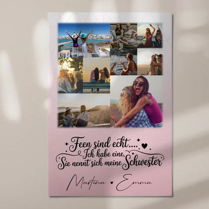Personalisiertes Fotoboard Poster Magnetisch mit 9 Fotos Feen sind echt Geschenk 1