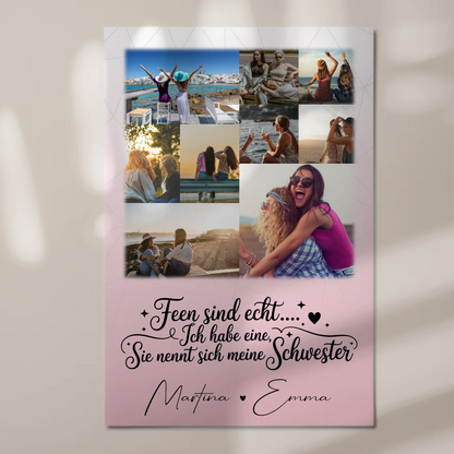 Personalisiertes Fotoboard Poster Magnetisch mit 9 Fotos Feen sind echt Geschenk