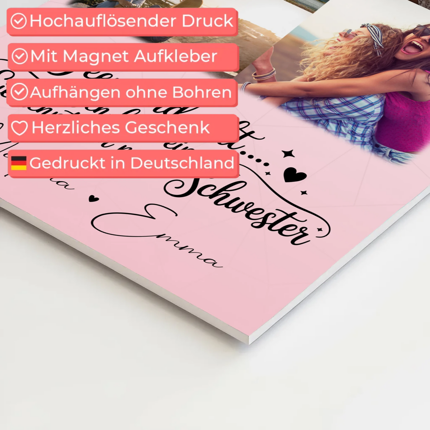 Personalisiertes Fotoboard Poster Magnetisch mit 9 Fotos Feen sind echt Geschenk