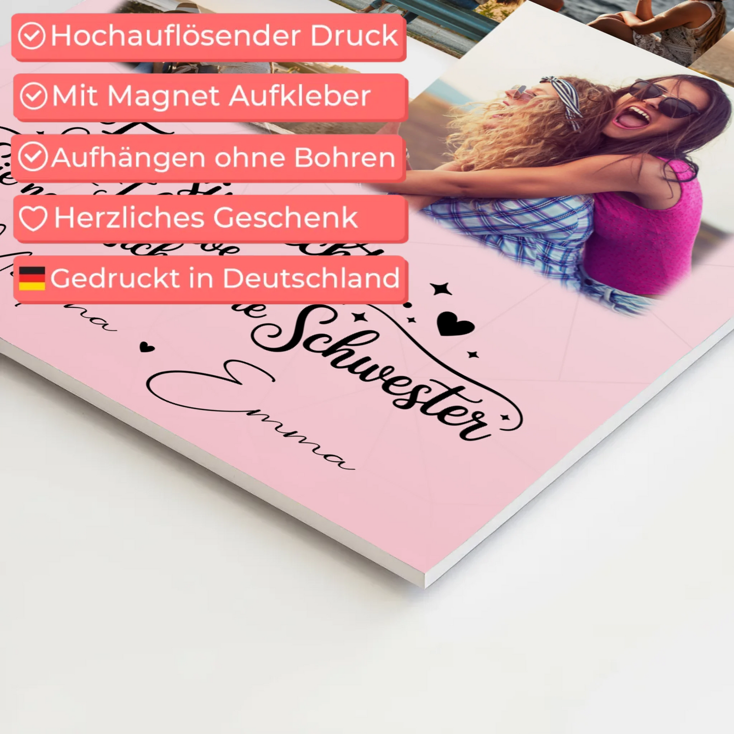 Personalisiertes Fotoboard Poster Magnetisch mit 9 Fotos Feen sind echt Geschenk