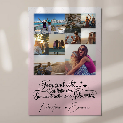 Personalisiertes Fotoboard Poster Magnetisch mit 9 Fotos Feen sind echt Geschenk