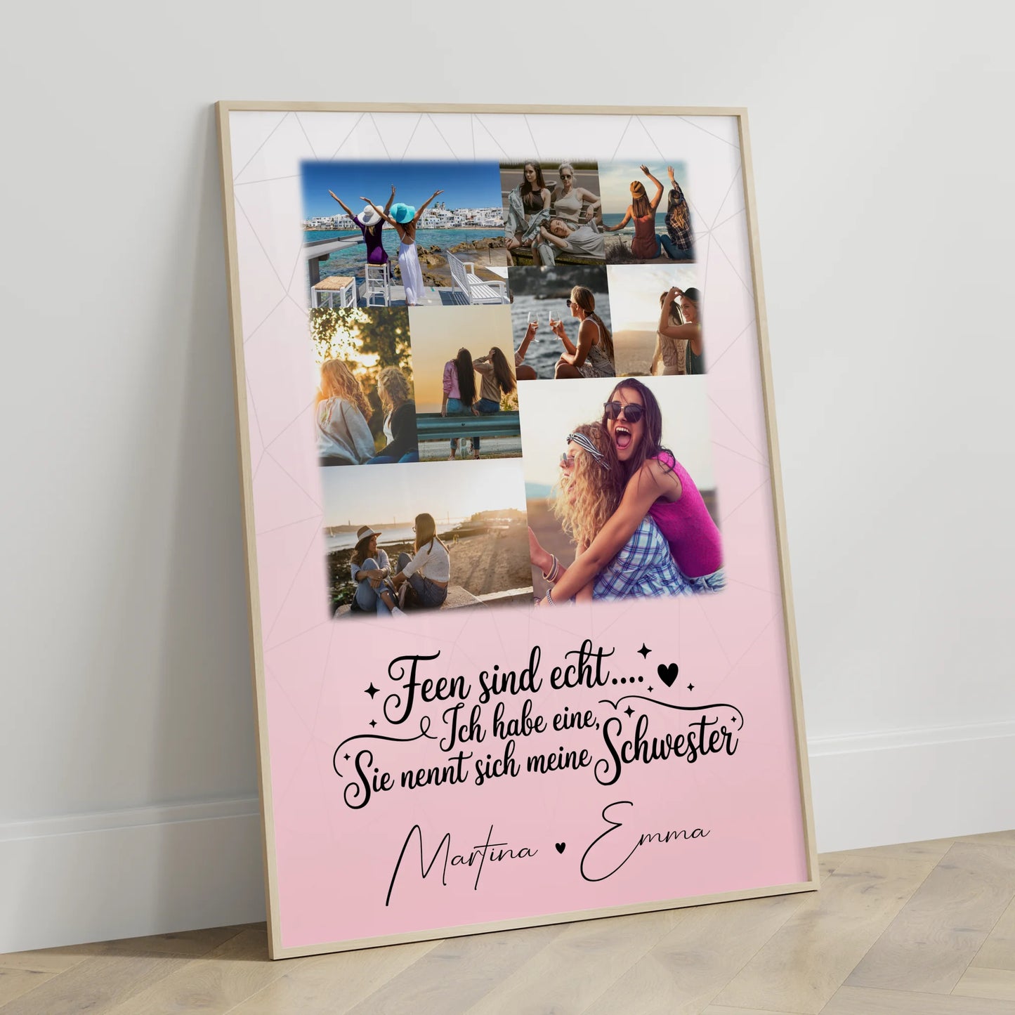 Schwester Poster Personalisiert Geschenk mit 9 Fotos Feen sind echt