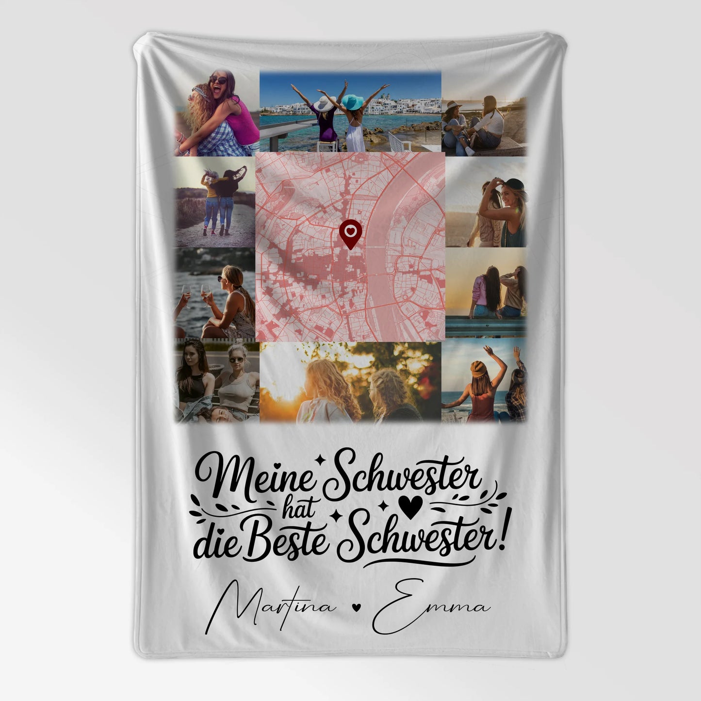Personalisierte Kuscheldecke Mit Namen 10 Fotos und Karte Meine Schwester hat die beste Schwester 7
