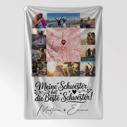 Personalisierte Kuscheldecke Mit Namen 10 Fotos und Karte Meine Schwester hat die beste Schwester 7