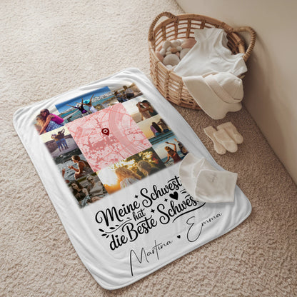 Personalisierte Kuscheldecke Mit Namen 10 Fotos und Karte Meine Schwester hat die beste Schwester 2