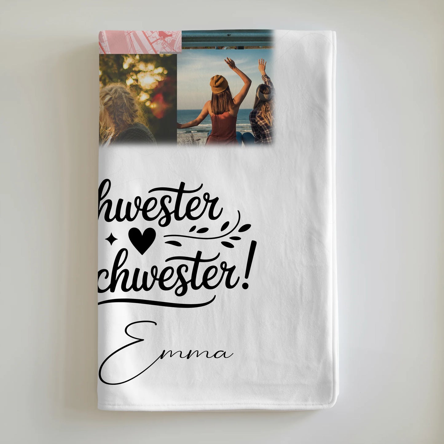 Personalisierte Kuscheldecke Mit Namen 10 Fotos und Karte Meine Schwester hat die beste Schwester 6