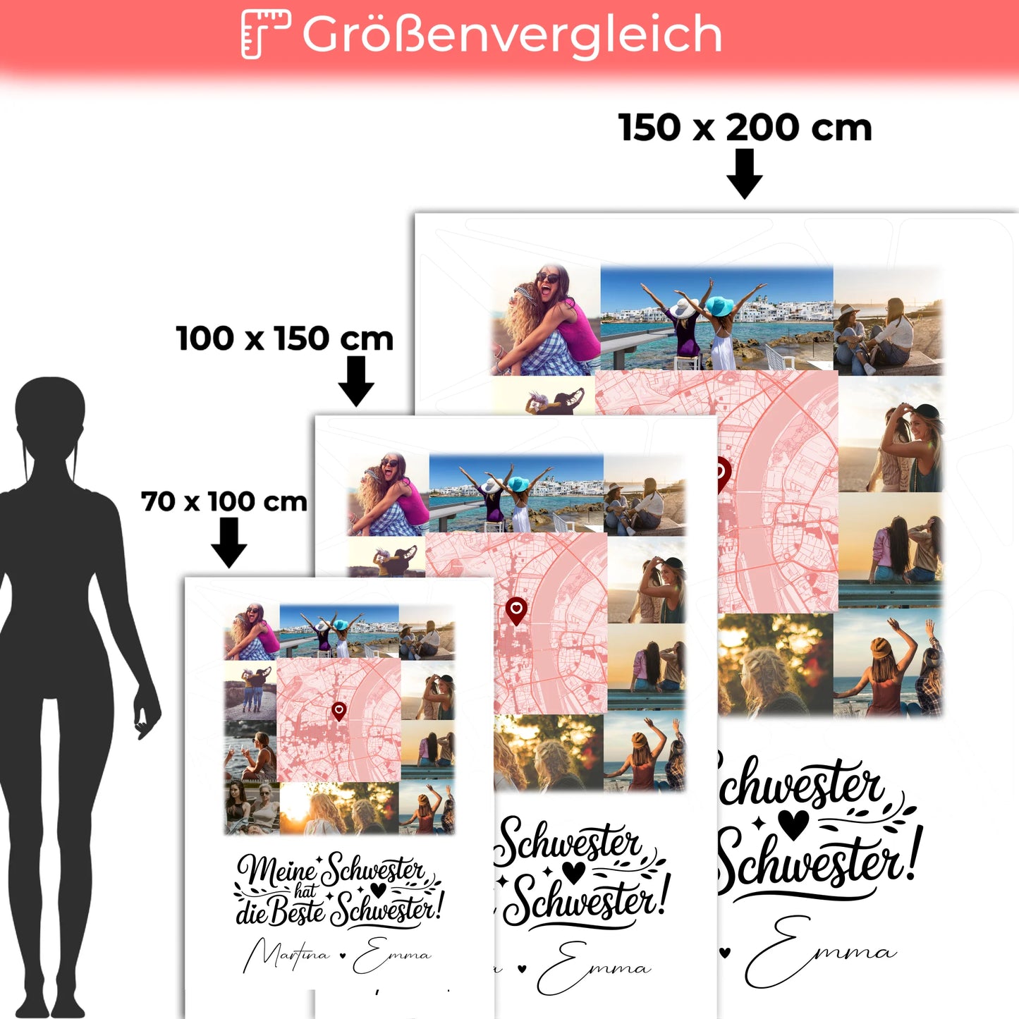 Personalisierte Kuscheldecke Mit Namen 10 Fotos und Karte Meine Schwester hat die beste Schwester 5