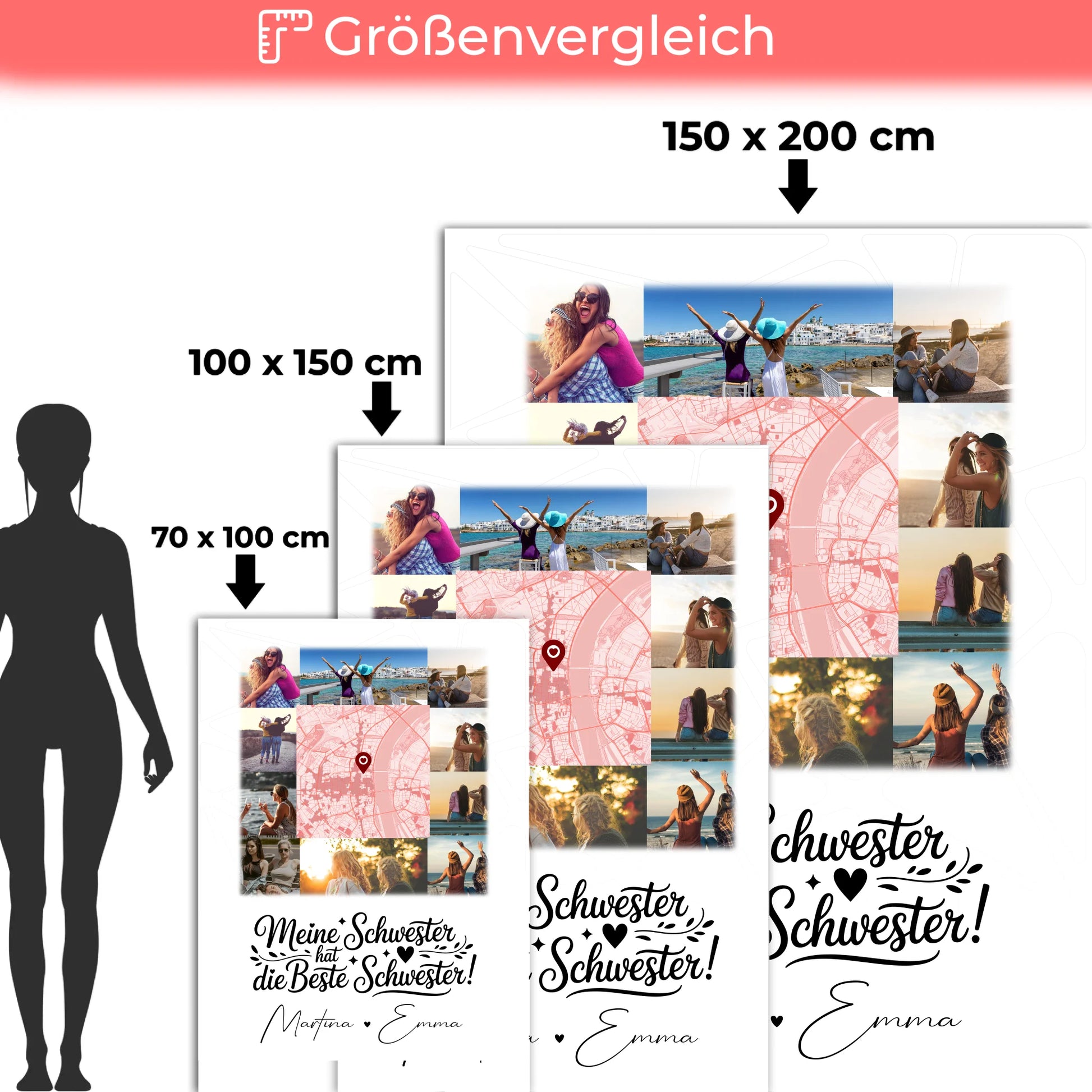 Personalisierte Kuscheldecke Mit Namen 10 Fotos und Karte Meine Schwester hat die beste Schwester 5