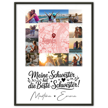 Schwester Poster 10 Fotos Karte Mitte Meine Schwester hat die beste Schwester