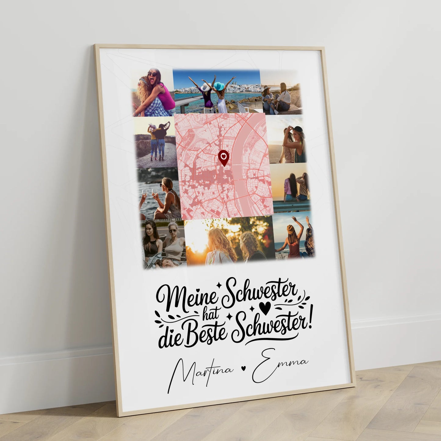 Schwester Poster 10 Fotos Karte Mitte Meine Schwester hat die beste Schwester