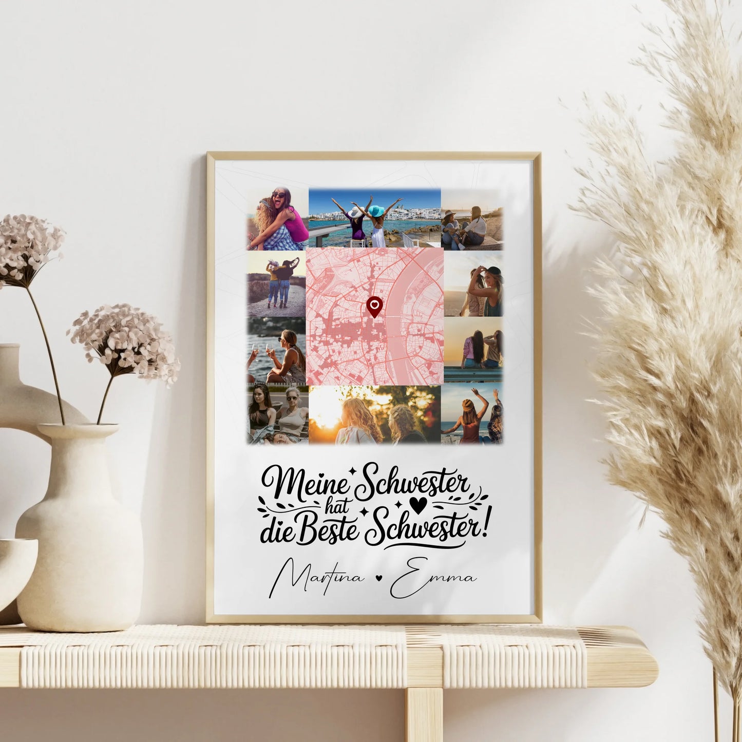 Schwester Poster 10 Fotos Karte Mitte Meine Schwester hat die beste Schwester