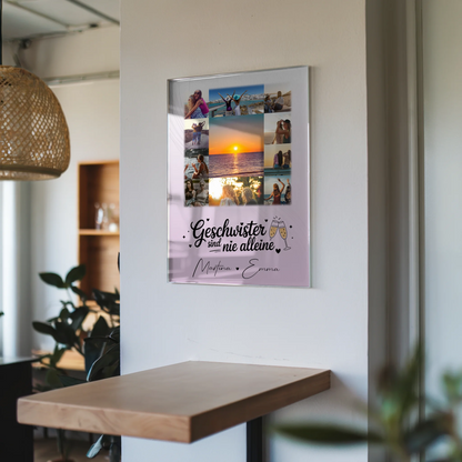 Personalisierte Geschenke mit 11 Fotos auf Foto Acrylglas Geschwister sind nie alleine